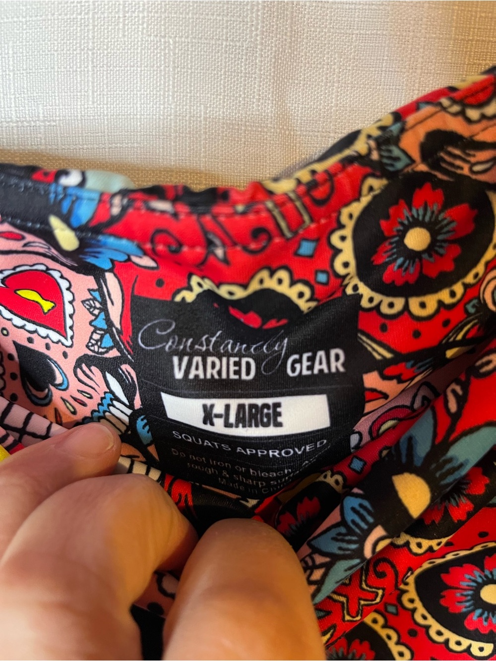 Constantly Varied Gear Red & Black Sugar Skull Kids Leggings - Picture 4 of 5